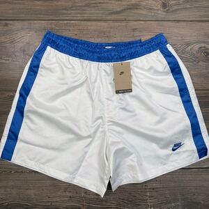 Nike Mens Size Medium Club Flow Shorts White Blue Satin HJ1952-100 NEW